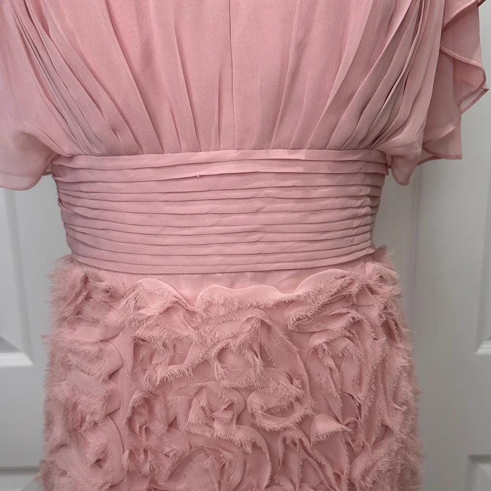 JS Collections Blush Pink 3D  Floral Flutter Sleeve Wedding Guest Dress Size 8 - Picture 5 of 15